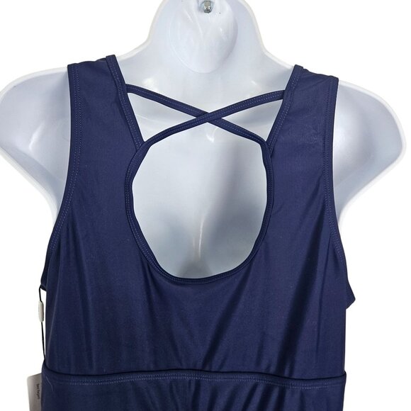 Kate Kasin Womens Navy Large Swimsuit with Boy Shorts Bow Tie & Crisscross Back - Picture 7 of 12